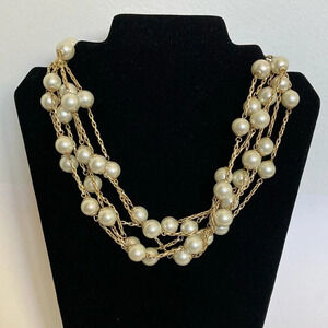 Vintage  St Thomas Multi Strand Faux Pearl Necklace